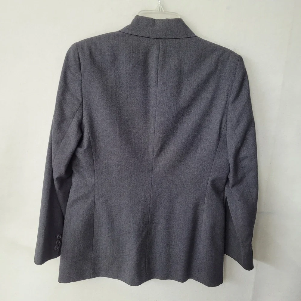 Lands End Blazer Jacket Womens 6P Grey 1 Button  Classic Single‎ Breasted Office